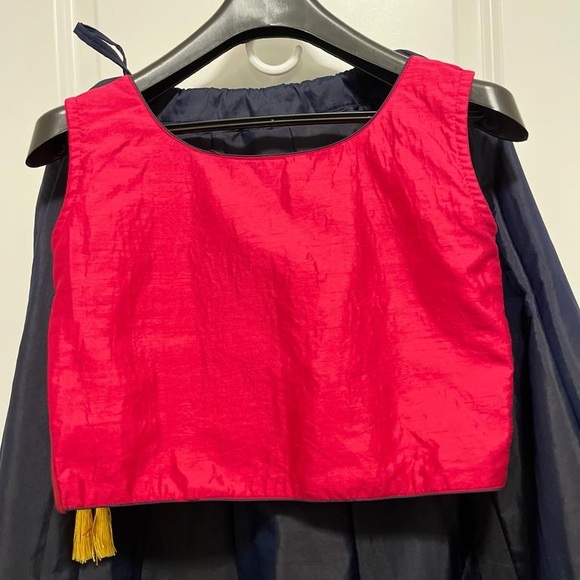 3pc designer Lehenga with long jacket/ Navy Blue and yellow/ chaniya choli - Picture 9 of 13